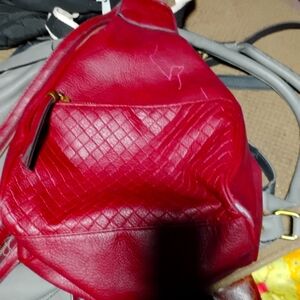 Red backpack purse